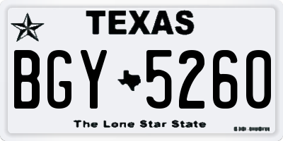 TX license plate BGY5260