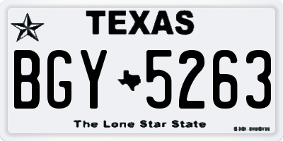 TX license plate BGY5263