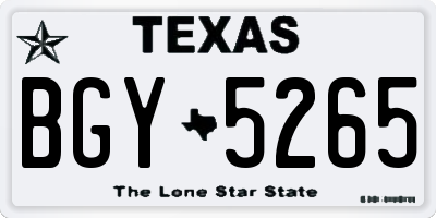 TX license plate BGY5265