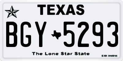 TX license plate BGY5293