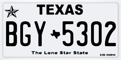 TX license plate BGY5302