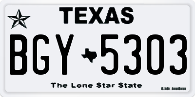 TX license plate BGY5303