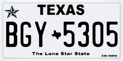 TX license plate BGY5305