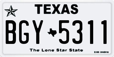 TX license plate BGY5311