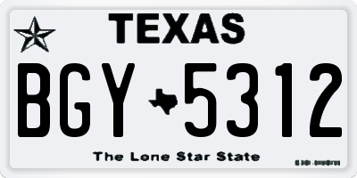 TX license plate BGY5312