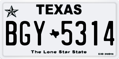 TX license plate BGY5314