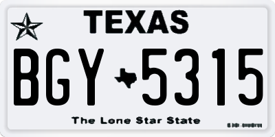 TX license plate BGY5315
