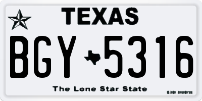 TX license plate BGY5316