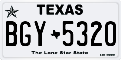TX license plate BGY5320