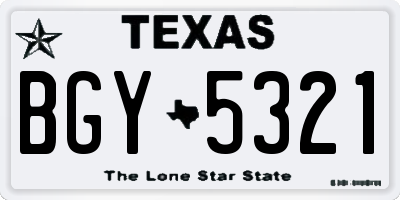 TX license plate BGY5321