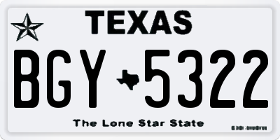 TX license plate BGY5322