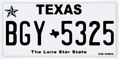 TX license plate BGY5325