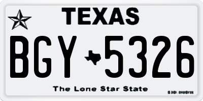 TX license plate BGY5326