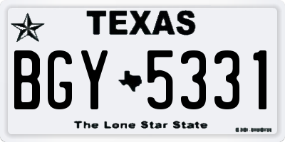 TX license plate BGY5331