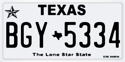 TX license plate BGY5334