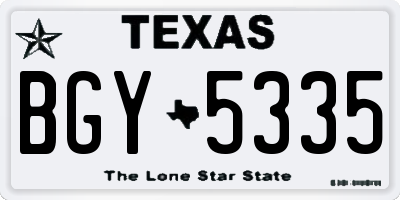 TX license plate BGY5335