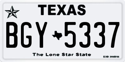 TX license plate BGY5337