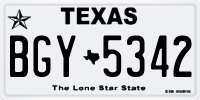 TX license plate BGY5342