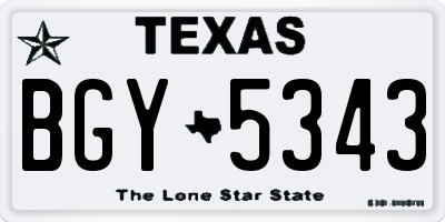 TX license plate BGY5343