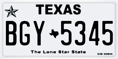 TX license plate BGY5345