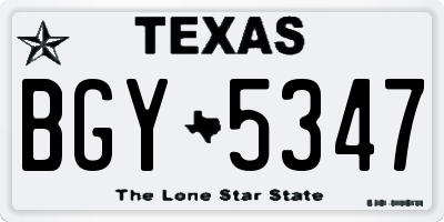 TX license plate BGY5347