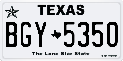 TX license plate BGY5350