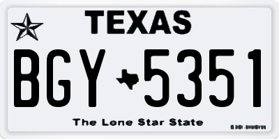 TX license plate BGY5351