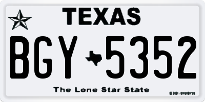 TX license plate BGY5352