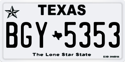 TX license plate BGY5353