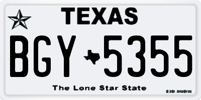 TX license plate BGY5355