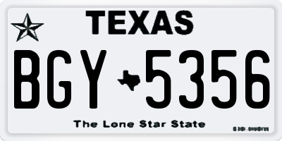 TX license plate BGY5356