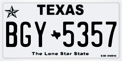 TX license plate BGY5357