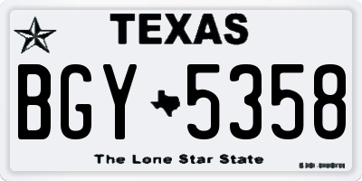 TX license plate BGY5358