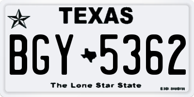 TX license plate BGY5362
