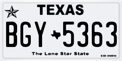 TX license plate BGY5363