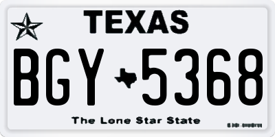 TX license plate BGY5368