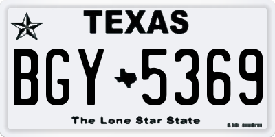 TX license plate BGY5369