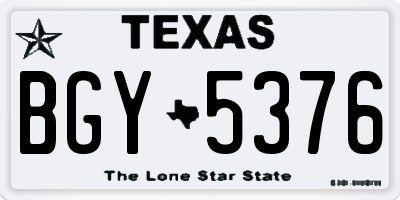 TX license plate BGY5376