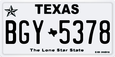 TX license plate BGY5378