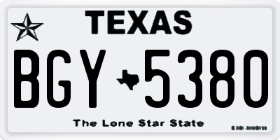TX license plate BGY5380