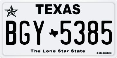 TX license plate BGY5385