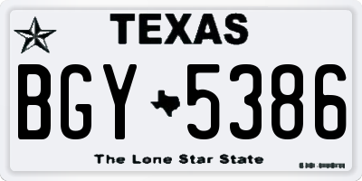 TX license plate BGY5386