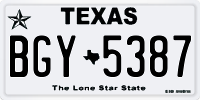 TX license plate BGY5387