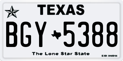 TX license plate BGY5388