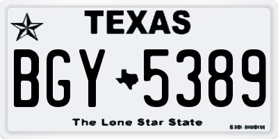 TX license plate BGY5389