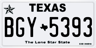 TX license plate BGY5393