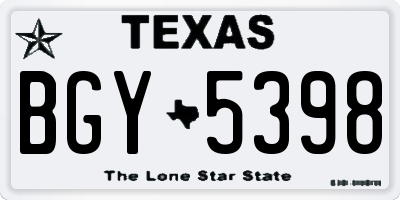 TX license plate BGY5398