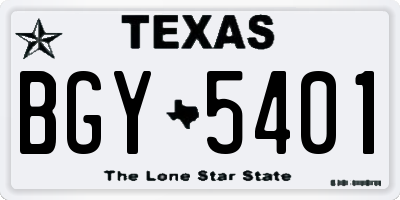 TX license plate BGY5401