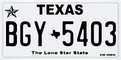 TX license plate BGY5403