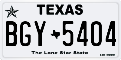 TX license plate BGY5404